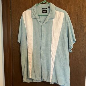 Haggar XXL Men's Light Blue and White Casual Shirt